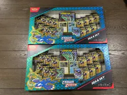 Pokemon TCG Crown Zenith Sea and Sky Premium Collection Lot of 2 New - 28 Packs - Image 1