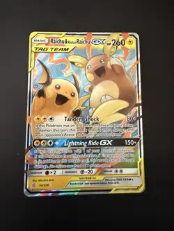 Pokemon GX Raichu and Alolan Raichu Card 54/236 Alolan Raichu GX World Champions - Image 1