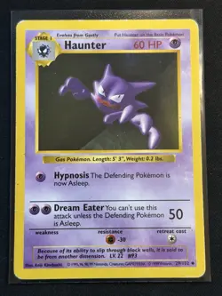Haunter 029/102 Base Set (Shadowless) Regular Unlimited Pokemon WOTC - Image 1