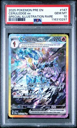 2025 POKEMON PRE EN-PRISMATIC EVOLUTIONS #147/131 CERULEDGE EX PSA 10 - Image 1