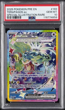 2025 POKEMON PRE EN-PRISMATIC EVOLUTIONS #169 TERAPAGOS EX PSA 10 - Image 1