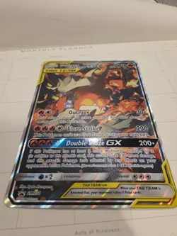 2021 RESHIRAM & CHARIZARD GX TAG TEAM • JUMBO BLACK STAR PROMO • SM201 • POKEMON - Image 2