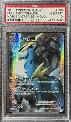 Pokemon Cobalion 100/101 Full Art Noble Victories PSA 10 Sun-Faded - Image 1