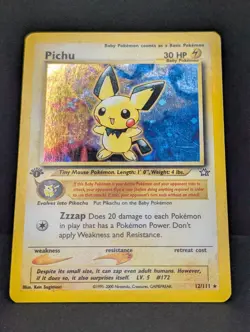 Pichu 12/111 Neo Genesis 1st Edition Holo Rare Pokemon TCG Nintendo Pikachu MP+ - Image 3
