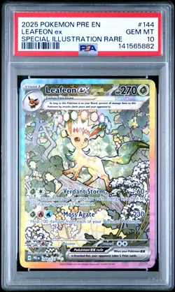 2025 POKEMON PRE EN-PRISMATIC EVOLUTIONS #144 LEAFEON EX PSA 10 - Image 1