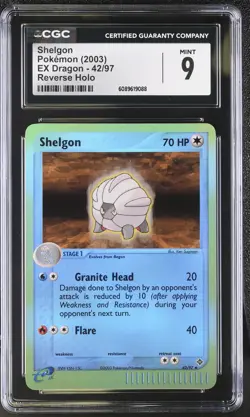 CGC 9 MINT Shelgon 2003 EX Dragon 42/97 Reverse Holo Pokemon Card - Image 1