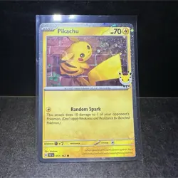 Pikachu 051 /162 Stamped 2026 Pokemon Day 30th Anniversary Promo Card - SWIRL - Image 1