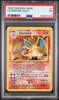 1999 Pokemon Charizard Holo Base Set Unlimited 4/102 - PSA 1 - Image 1