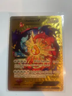 Pokemon Charizard V Evolution 508HP Gold Foil Fan Art Card SMP 26-43 V2 - Image 1