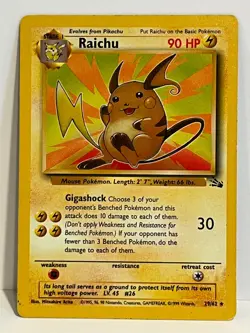 Vintage 1999 Pokemon TCG Fossil RAICHU Non-Holo Rare 29/62 LP-MP Eng. Unltd. - Image 1