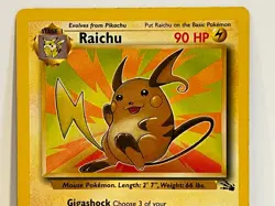 Vintage 1999 Pokemon TCG Fossil RAICHU Non-Holo Rare 29/62 LP-MP Eng. Unltd. - Image 2