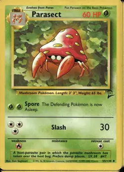 Parasect 55/130 Uncommon WOTC Base Set 2 Pokemon - Image 1