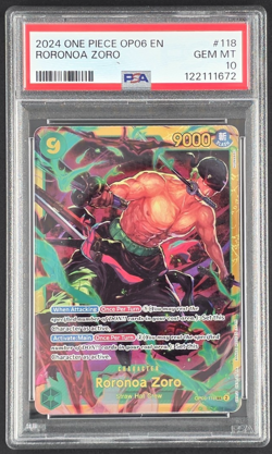 2024 One Piece OP06-118 SEC Roronoa Zoro PSA10 English - Image 1
