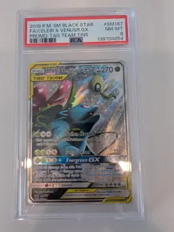 Celebi & Venusaur GX - SM167 - Pokemon Sun & Moon Promo Ultra Rare Card PSA 8 - Image 1