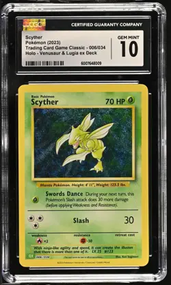 CGC 10 - Scyther 006/034 Trading Card Game Classic Holo - Image 1