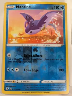 Mantine - 034/189 SWSH Astral Radiance Pokemon Reverse Holo Foil Nice! - Image 1