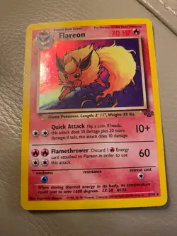 Pokemon TCG 1999 Flareon Holo Rare Card 3/64 Jungle Set - Image 1