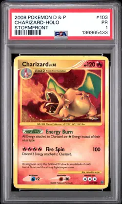 PSA 1 PR 2008 Pokemon Diamond Pearl Stormfront Charizard 103/100 Holo Foil Rare - Image 1