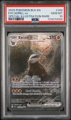 2025 POKEMON BLK EN-BLACK BOLT 168 EXCADRILL EX SIR PSA 10 - Image 1