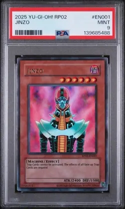 2025 YU-GI-OH! RP02-RETRO PACK 2 #EN001 JINZO PSA 9 - Image 1