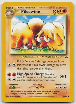 Pokemon Card Piloswine Uncommon Neo Revelation 36/64 - Image 1