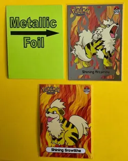 💥 ARKANINE & GROWLITHE Evolution Pokemon ART Cards 1997 “SHINY” 2 PC SET NM💥 - Image 1