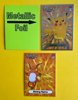 💥 PIKACHU & RAICHU Evolution Pokemon ART Cards 1997 “SHINY” Set NM 2 PC SET 💥 - Image 1