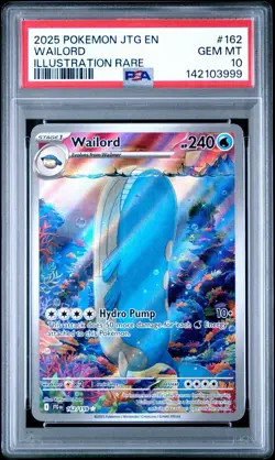 2025 POKEMON JTG EN-JOURNEY TOGETHER ILLUSTRATION RARE #162 WAILORD PSA 10 - Image 1