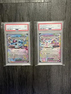 Pokemon Sylveon EX Prismatic Evolutions Stamp + Glaceon 026/131 Promo PSA 9 Holo - Image 1