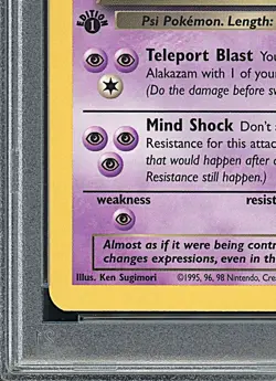 DARK ALAKAZAM 2000 Pokemon Team Rocket 1st Edition Non Holo #18 - PSA 8 - Image 5