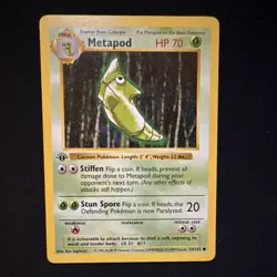 Pokemon Metapod Base Set Shadowless 54/102 70 HP Common 1st Edition - Image 1