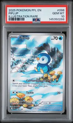 2025 POKEMON PFL EN-PHANTASMAL FLAMES ILLUSTRATION RARE #098 PIPLUP PSA 10 - Image 1