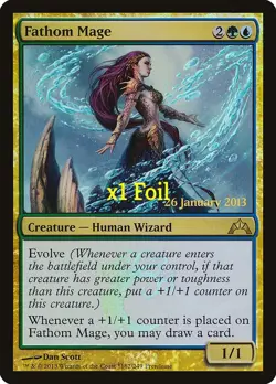 MTG Foil Prerelease Gatecrash PGTC Fathom Mage NM (U&D Scratch Misrint) - Image 1
