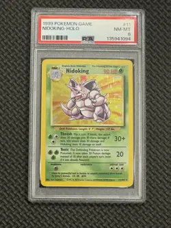 1999 Pokemon Game Holo Rare Nidoking 11/102 PSA 8 - Image 1