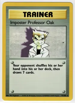Imposter Professor Oak 73/102 Pokemon Base Set Rare Regular LP - Image 1