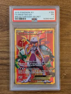 2015 Pokemon XY Breakthrough PSA 1 Mewtwo EX #165 Holo Full Art Secret Rare - Image 1