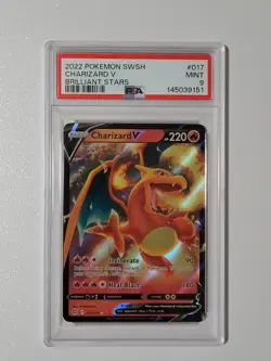 2022 POKEMON SWORD & SHIELD BRILLIANT STARS #017 CHARIZARD V PSA 9 - Image 1