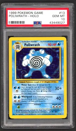 Pokemon Cards - PSA 10 Poliwrath 13/102 - Base Set Holo - GEM MT - PSA10 - Image 1