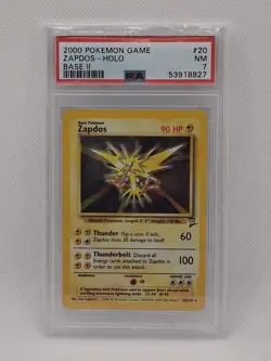 Pokemon TCG Zapdos Base Set 2 Holo Rare 2000 PSA 7 #20/130 English - Image 1