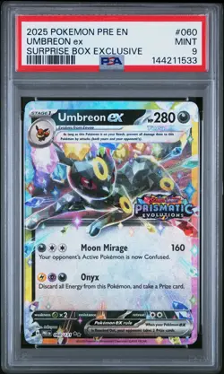 2025 POKEMON PRE EN-PRISMATIC EVOLUTIONS UMBREON ex #060 PSA MINT 9 - Image 1