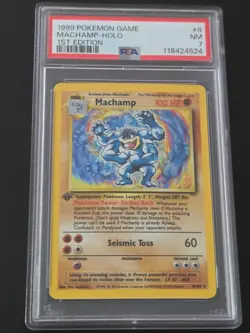 Vintage Pokemon Machamp Holo Rare Base Set 8/102 1st Edition PSA 7 - Image 1