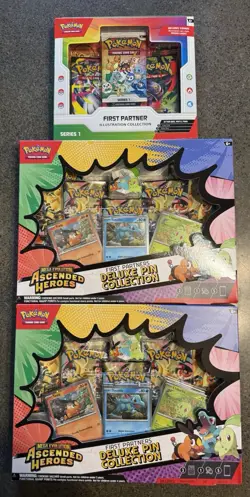 Pokemon Ascended Hero’s Pin Collection X 2 & 1st Partner Illustration Box - Image 1