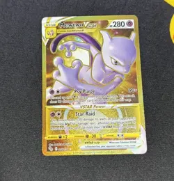 MEWTWO V-STAR 086/078 Secret Rare Gold Pokemon Go - Image 1