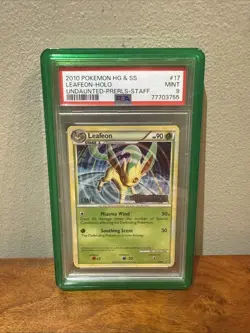 PSA 9 LEAFEON 17/90 staff Holo Rare HGSS Undaunted Set Pokemon Read Description - Image 1