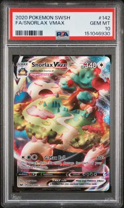 2020 POKEMON SWORD & SHIELD #142 FULL ART/SNORLAX VMAX PSA 10 - Image 1