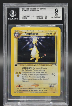 2000 Pokemon Neo Genesis 1st Edition Ampharos #1 Holo BGS 9 PSA CGC - Image 1