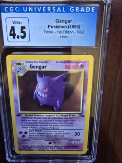 Gengar 5/62 Holo Fossil - 1st Edition Pokemon CGC 4.5 Graded Card Error Holo - Image 3