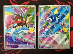 Pokemon Popplio & Litten MEP Promo Crimp Error – Matching Pair – 2026 Holo - Image 1