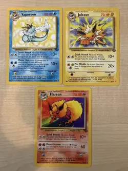 Pokemon Jungle Eeveelution Bundle Vaporeon Flareon Jolteon – Non Holo WOTC - Image 1