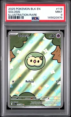 PSA 9 Solosis 118 Illustration Rare Pokemon 2025 Pokemon Blk En-Black Bolt - Image 1